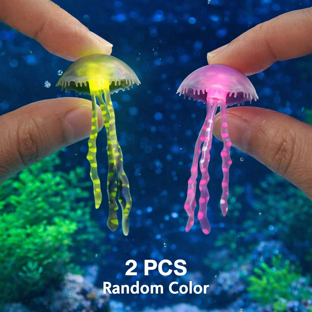 Aquarium Fish Escape - 2 Méduse artificielles lumineuses flottantes, couleur
